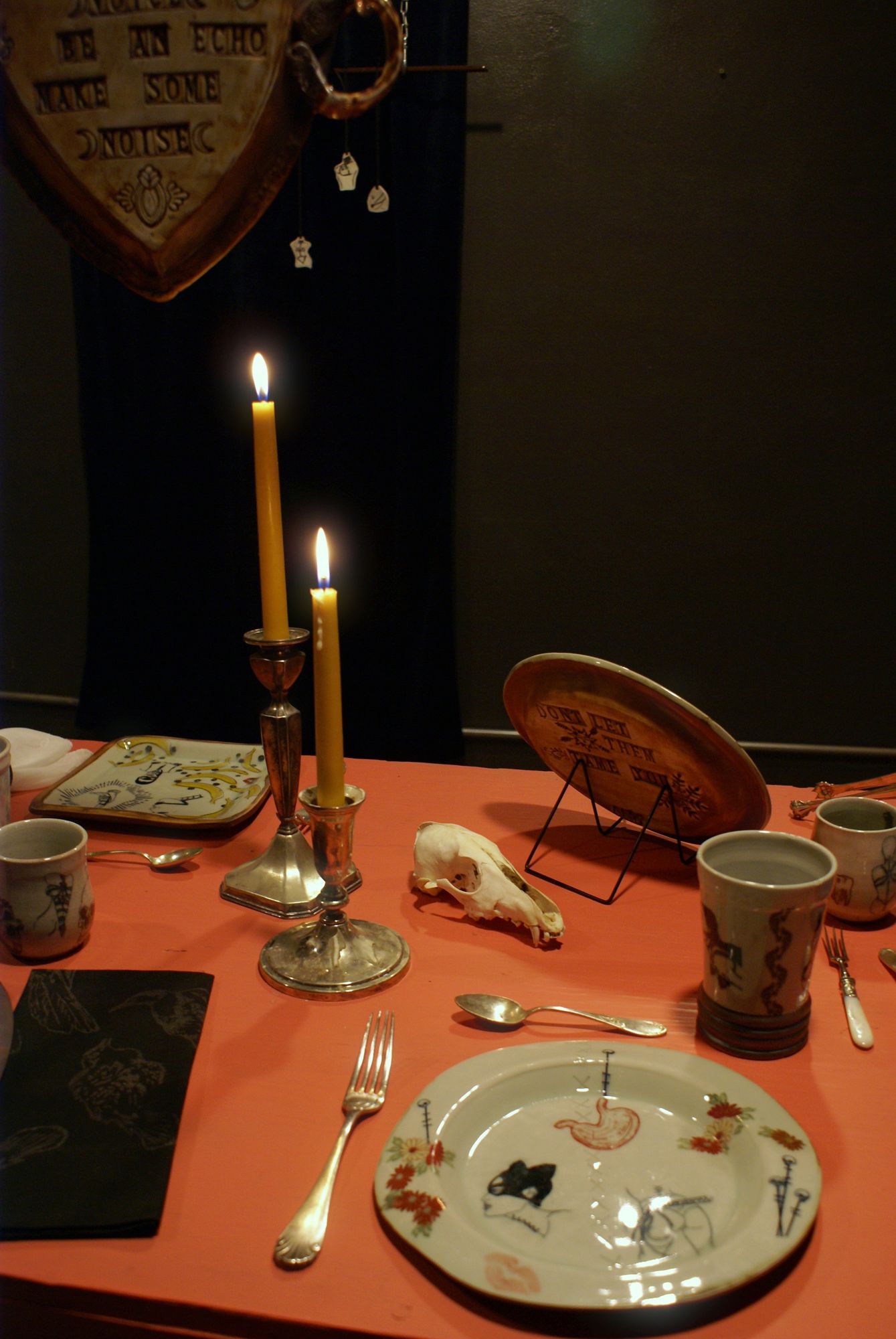 Regard Yourself Holy, installation view, candles and place setting